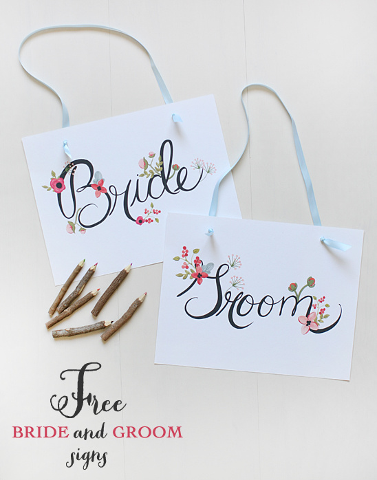 Free Printable Floral Bride & Groom Chair Signs