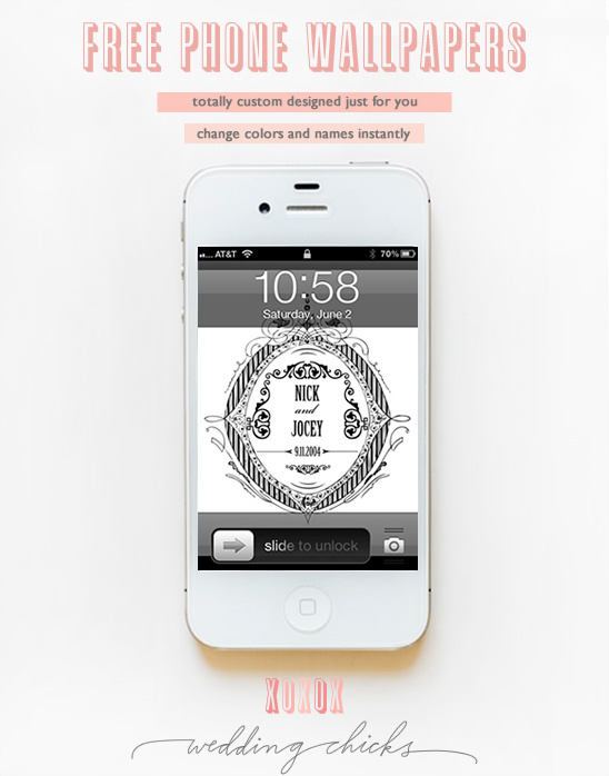 Create Custom Phone Wallpapers with Names & Wedding Dates Free!