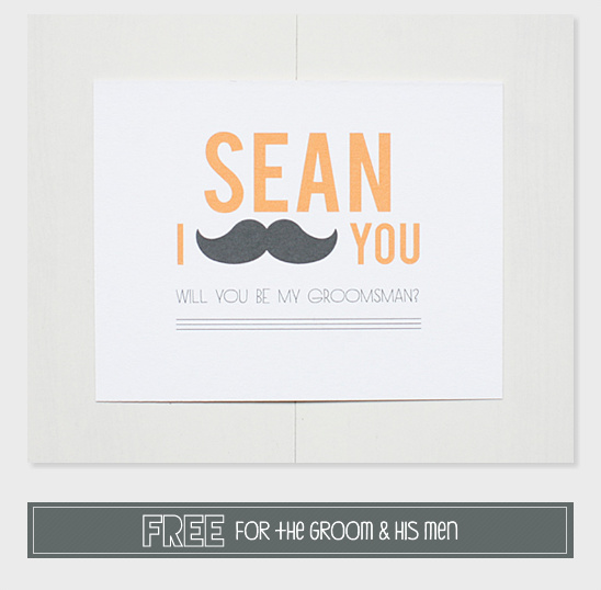 Free Printable Groomsman Cards & Mustache-Themed Gift Ideas