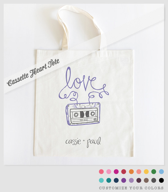 Personalized Wedding Gifts | Cassette Heart Tote