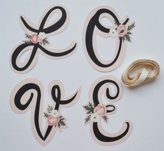 Custom Floral Love Letter Banners for Wedding Decor & Crafting