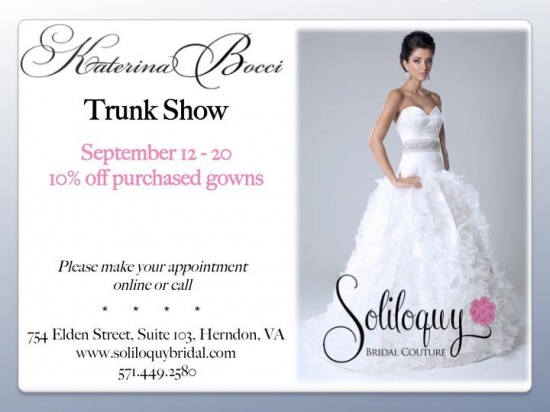 Katerina Bocci Bridal Trunk Show at Soliloquy