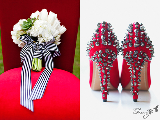Bold BW + Red Backyard Wedding with Style