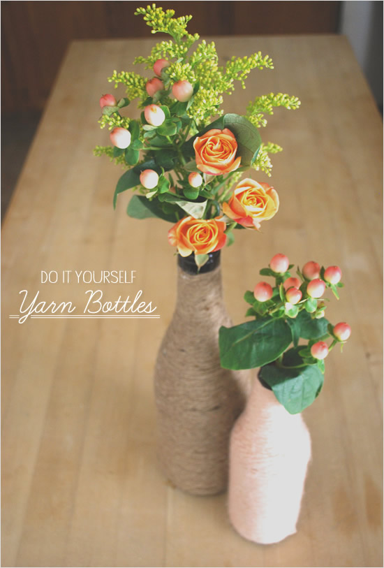 DIY Rustic Yarn Wrapped Bottles: Charming Decor & Flower Vases