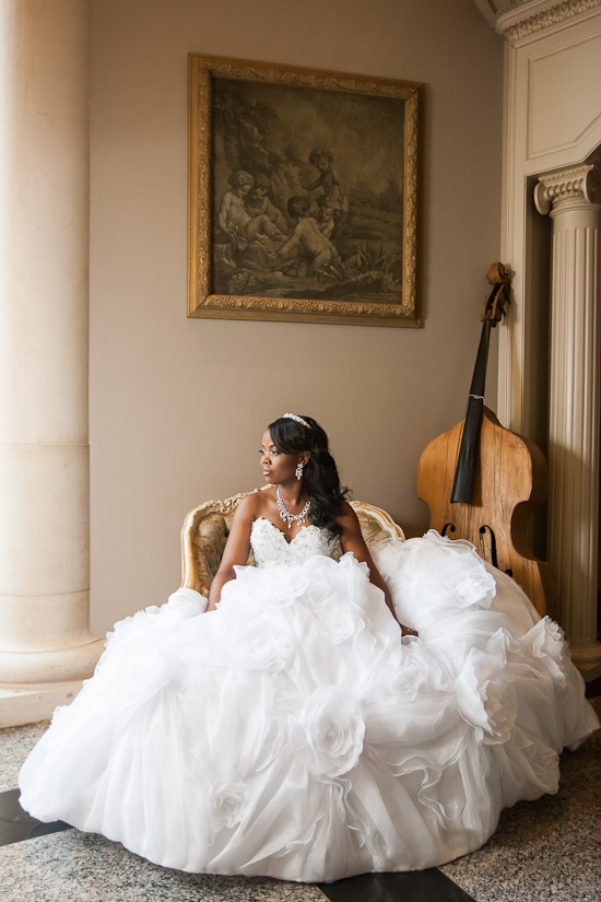 Houston Mansion Bridal Portraits: Elegant Bride in a Stunning Gown