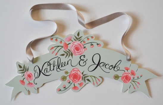 Peach and Mint Wedding Banner: Floral Design for Kathleen and Jacob's Day