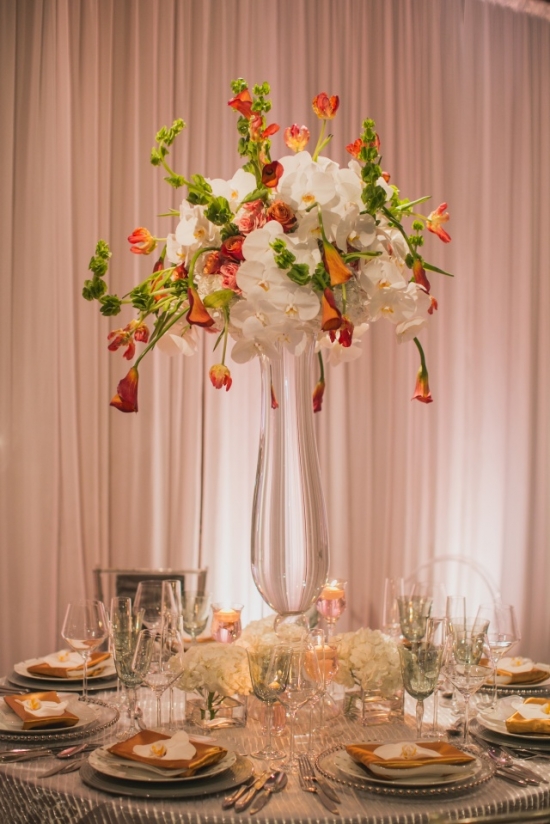 Glamorous Modern Wedding: Colorful Florals, Linens, and Metallic Accents