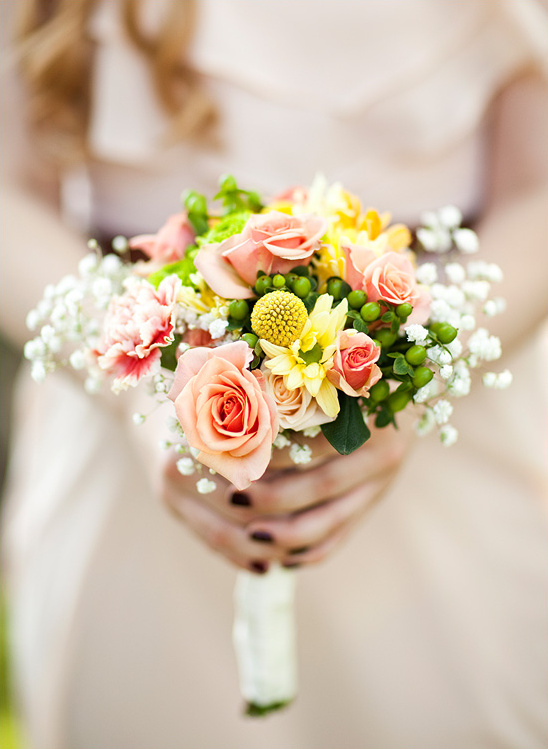 Rustic Pink Yellow Wedding with Blue Glass Accents