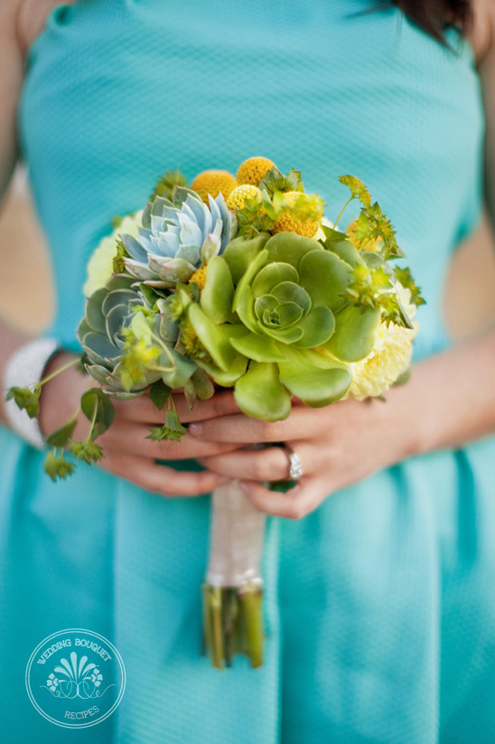Succulent Wedding Bouquet Recipes: DIY Bridal & Bridesmaid Bouquets