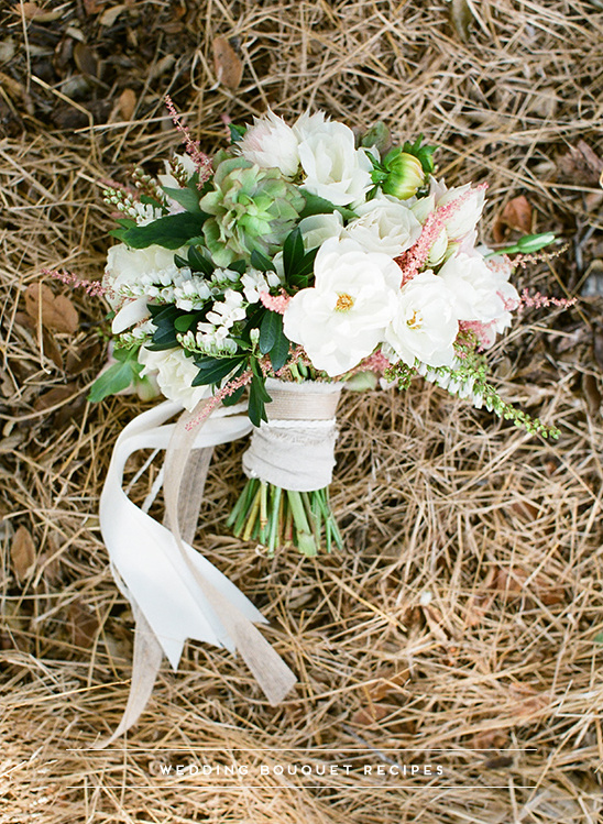 Pink Green White Wedding Bouquet Recipe & Flowers
