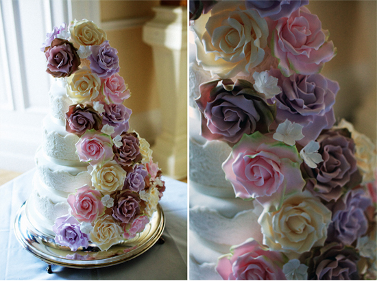 Vintage Rose Wedding Cake with Delicate Lace Details by Sugar Ruffles
