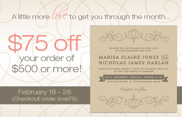 Get $75 Off Wedding Invitations & Stationery at The Green Kangaroo!