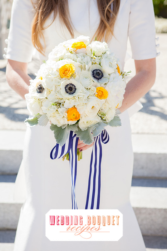 Stunning White Anemone and Yellow Rose Wedding Bouquet Recipe