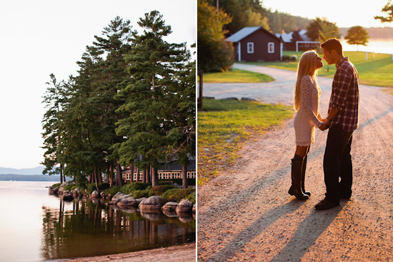 Romantic Lakeside Engagement Session in New Hampshire at Sunset