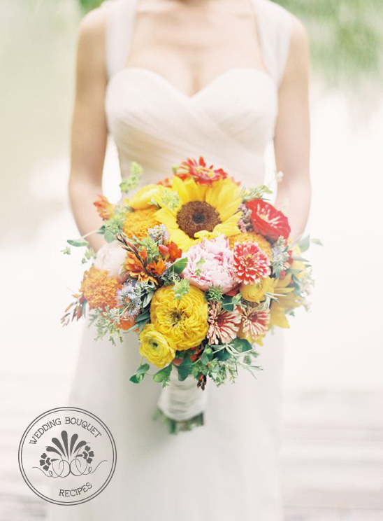Vibrant Orange & Yellow Wildflower Wedding Bouquet DIY