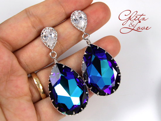 Something Blue Wedding Jewelry: Earrings, Comb, Bracelet