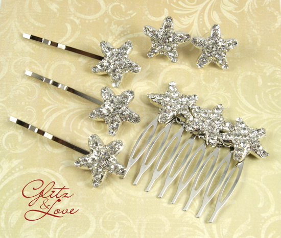 Starfish Wedding Accessories: Earrings, Hair Pins & Combs