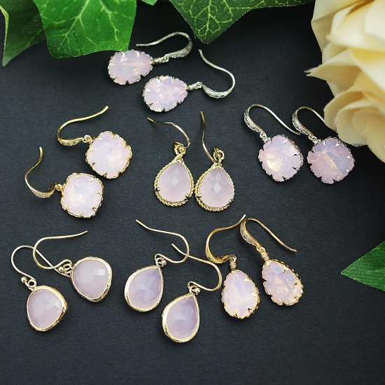 Pastel Pink Bridesmaid Earrings for Soft Wedding Themes