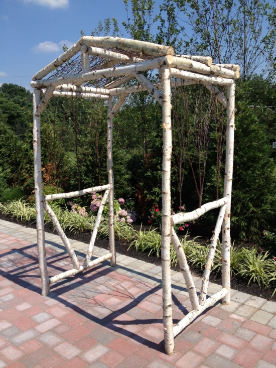Rustic Birch Wood Arbor for Weddings at The Barn on Bridge