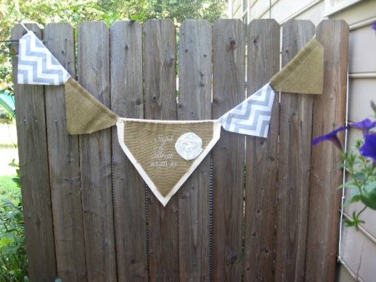 Rustic Burlap Wedding Bunting with Names and Date