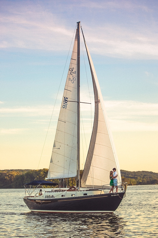 Tennessee Sailboat Engagement Photos: Romantic Sunset Sailing Session