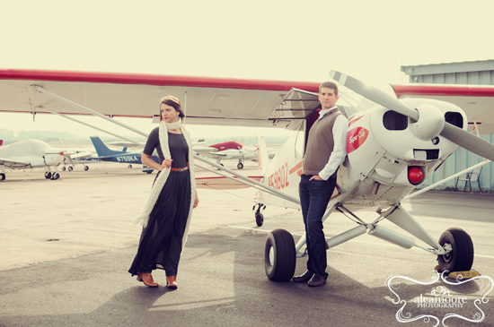 Engagement Photoshoot with a Vintage Airplane: Abigail and Joseph