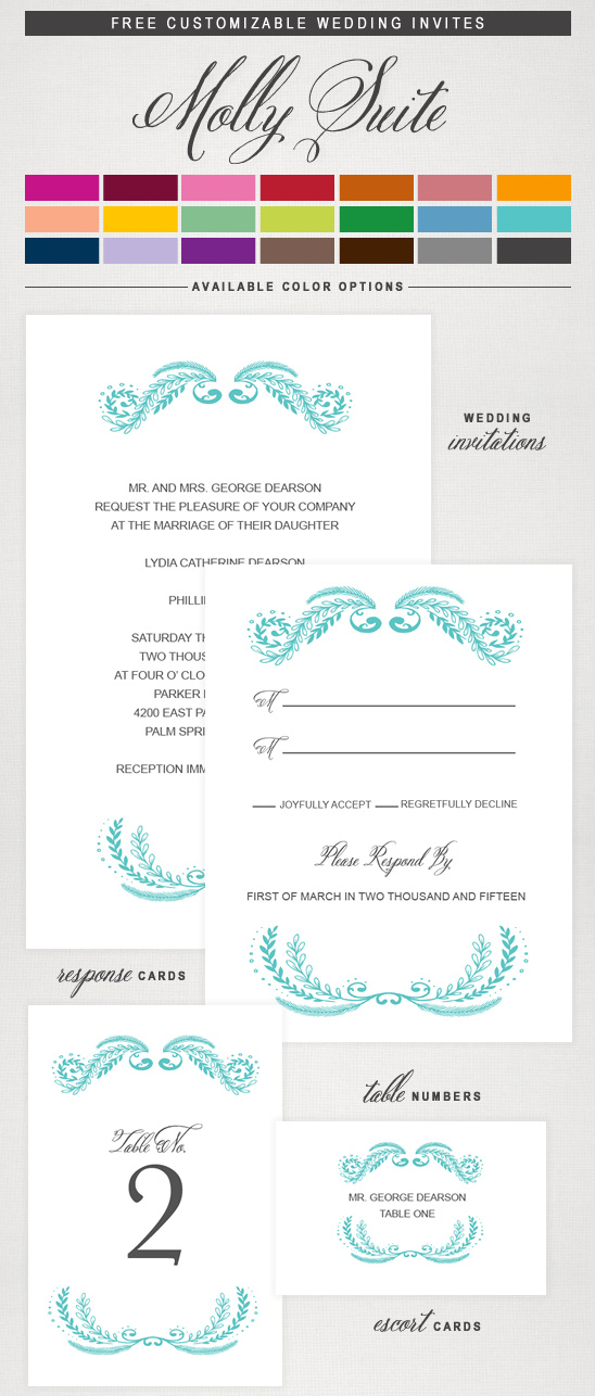 Free Printable Wedding Invitations & Ideas: The Molly Suite