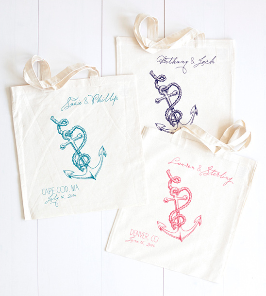 Nautical Wedding Tote Bags - Coastal Wedding Favors