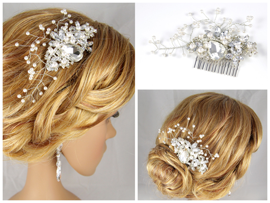 Elegant Bridal Hair Comb with Pearls & Crystals