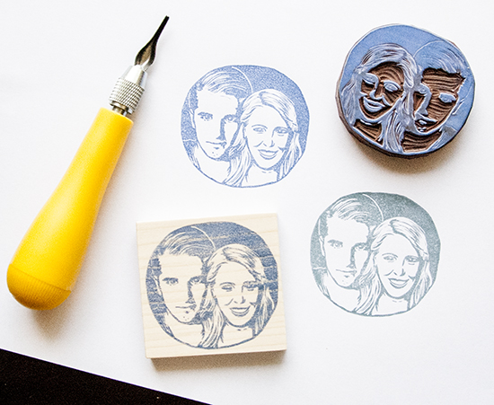 Custom Portrait Stamps: Handmade Wedding Invitations & Favors