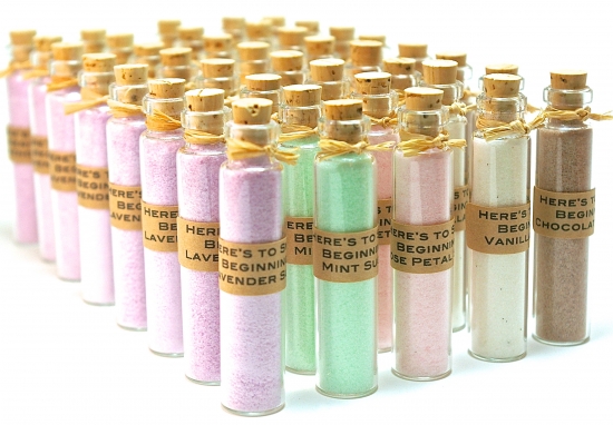 Mini Bottles of Flavored Sugar Favors for Weddings and Parties