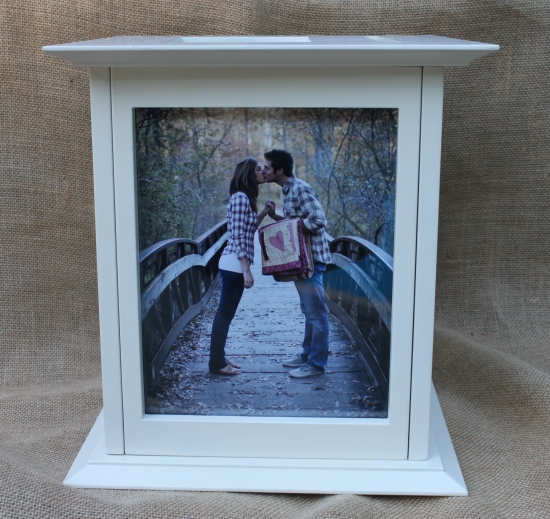 Elegant Ivory Wedding Card Box with Photo Display for Sale