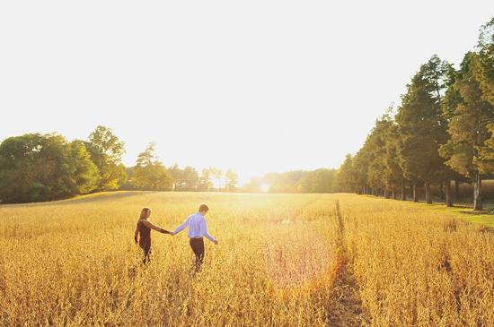 Romantic Maryland Field Engagement: Sunset, Prism Effects & Golden Hour