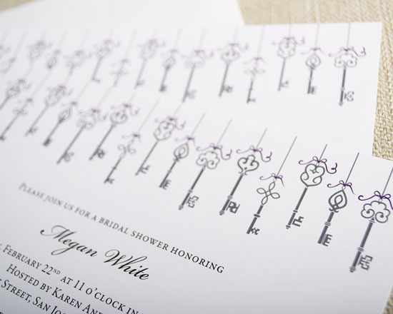 Vintage Skeleton Key Bridal Shower Invitations