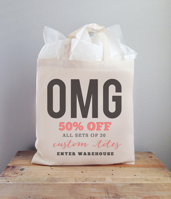 Custom Wedding Tote Bags Sets 50% Off Sale Ends November 5th!