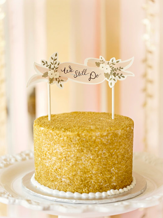 Blush and Gold Anniversary Cake Ideas with Elegant Decor