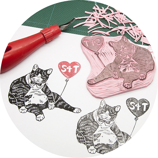 Custom Cat Rubber Stamp Save the Dates: Unique Wedding Stationery