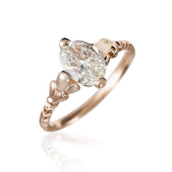 Custom Rose Gold Wheat Crown Engagement Ring for a Star