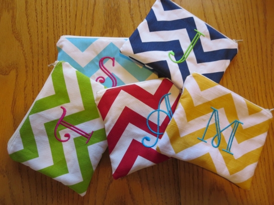 Chevron Cosmetic Bags: Personalized Bridesmaid Gift Idea