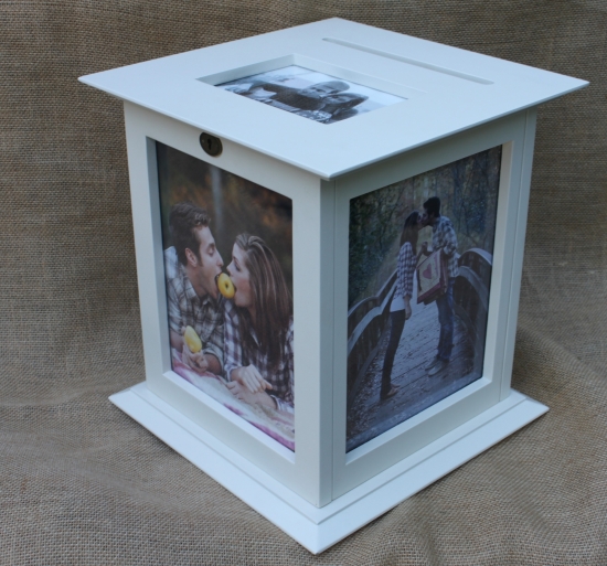 Personalized Rotating Wedding Card Box with Engagement Photos