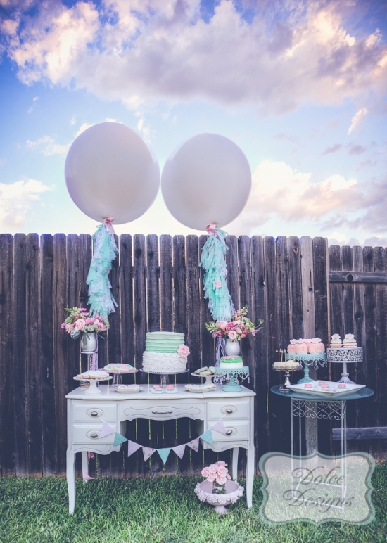 Romantic Dessert Table Inspiration: Mint, Pink & White Wedding Treats