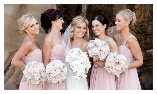 Beach Wedding Bridesmaids in Blush Dresses