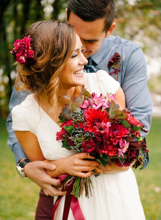 Rustic Earthy Wedding Inspiration: Apple Chandelier & Rain