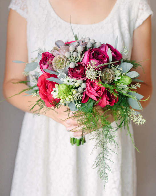 DIY Pink and Green Spring Bridal Bouquet with Garden Roses