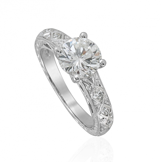 Roaring Twenties Inspired Diamond Engagement Ring in White Gold