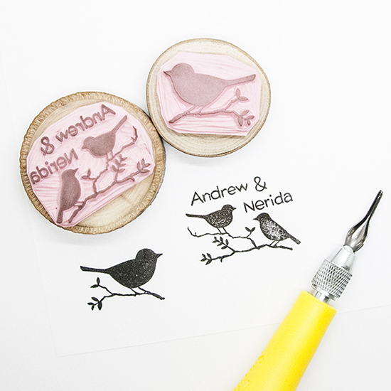 Custom Bird Stamp for Wedding Invitations by Stockholm Artist