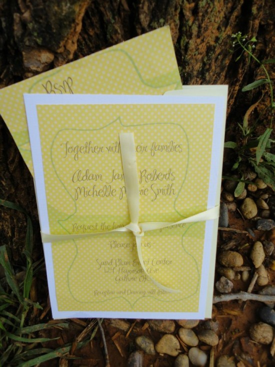 Yellow Polka Dot Wedding Invitation Perfect for Spring