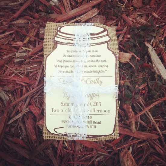 Rustic Mason Jar Wedding Invitation: Burlap & Lace Design