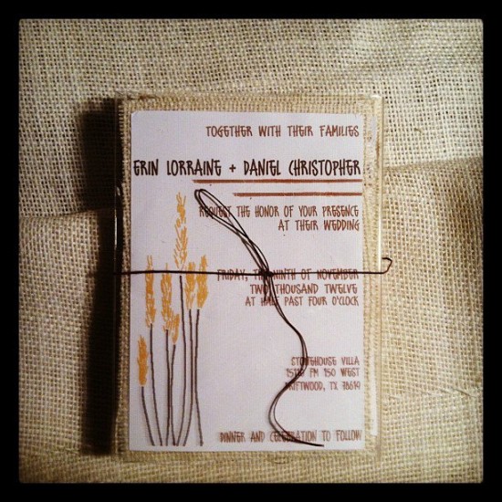 Rustic Wheat Wedding Invitation with Twine and Burlap
