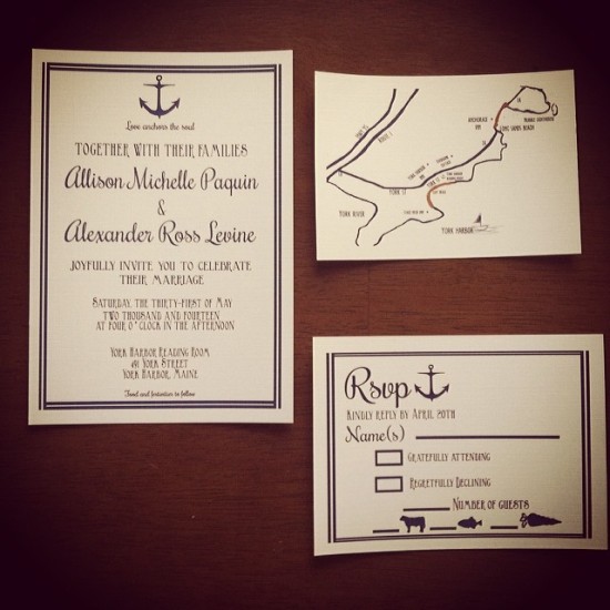 Anchor Themed Wedding Invitations with Map and RSVP Designs